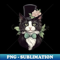 top hat cat - high-quality png sublimation download - revolutionize your designs