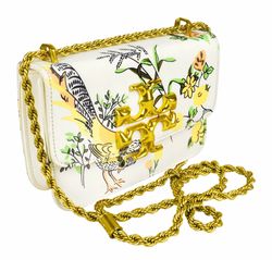 Clutch With Golden Chain, Peacock Designed Floral Mibal