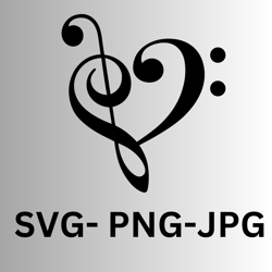 Musical Note Heart Instant Download SVG, PNG, JPG Digital Download