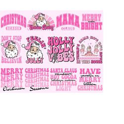 Retro Pink Christmas SVG PNG Bundle, pink Christmas png, Christmas Svg, christmas shirt design, christmas bundle , pink