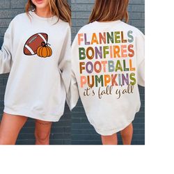 It's Fall Y'all Svg, Flannels Bonfires Football Pumpkins, Retro Fall Sublimation, Grunge Fall png, Autumn, Thanksgiving