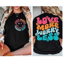 Love More Worry Less Svg, Retro Summer Svg, Matching Front Pocket Design, Retro Smiley Png, Sublimation or Printable, Gr