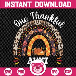 One Thankful Aunt Boho Pumpkin Thanksgiving PNG sublimation designs downloads, Fall Rainbow  Autumn thankful grateful bl