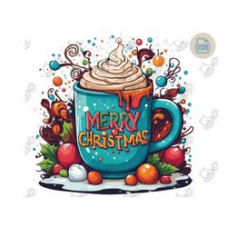 Trendy Hot Cocoa PNG - Kids' Christmas Delight, Christmas Design PNG, Hot Chocolate Mug Magic, Festive Holiday SVG