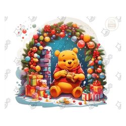 Jolly Good Time with Pooh: Winnie the Pooh Christmas PNGs for a Merry Sublimation Fiesta, Where Cheer, Laughter, and War