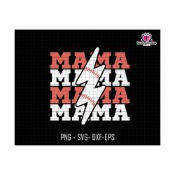 Mama Svg, Mama Baseball Lightning Bolt Svg, Retro Baseball Svg, Baseball Mama Svg, Baseball Mom, Sport Mama Svg, Gift For Mom, Mothers Day