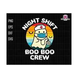 Boo Boo Crew Svg, Spooky Nurse Svg, Nurse Halloween Svg, Nurse Svg,  Nursing Svg, Cute Ghost Svg, Retro Vintage Halloween, Retro Nurse Svg