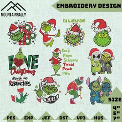 Grinch Embroidery Designs, Grinch Christmas Bundle Embroidery, Christmas Embroidery, Lights Grinch Machine Embroidery Design