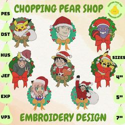 Christmas Anime Embroidery, Christmas Bundle Embroidery, Christmas Embroidery Designs, Anime Embroidery Design