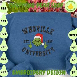 Christmas 2023 Embroidery Design For Shirt,  Green Monster University 1957 Happy Christmas Embroidery Design, Christmas 2023 Embroidery Machine Design