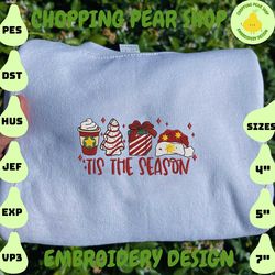Tis The Season Embroidery Designs, Christmas Embroidery Designs, Christmas Latte Embroidery, Hand Drawn Embroidery Designs