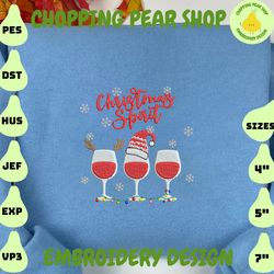 Christmas Spirit Embroidery, Red Wine Embroidery, Wine Glass Embroidery, Christmas Embroidery Designs, Santa Claus Embroidery