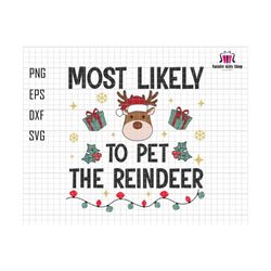Most Likely To Pet The Reindeer Christmas Svg, Family Christmas Shirt, Funny Christmas SVG, Merry Christmas, Trendy Quotes, Digital File Svg