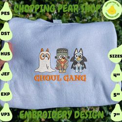 Blue Dog Halloween Embroidery Design, Ghoul Gang Embroidery Design, Horror Halloween Embroidery Machine Design