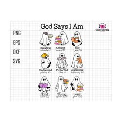 God Says I Am Svg, Ghost Read Book, Cute Ghost Svg, Back To School, Teacher Life Svg, Halloween Teacher, Trendy Halloween, Digital File Svg