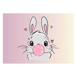Cute Bunny Rabbit Bubblegum png, Bunny with Heart Glasses png, Rabbit Glasses Bubblegum png