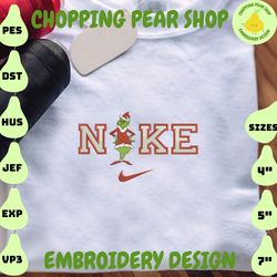 NIKE X GRINCH EMBROIDERED SWEATSHIRTS, CHRISTMAS EMBROIDERED SWEATSHIRTS, SWOOSH EMBROIDERED SHIRTS, Embroidery Design