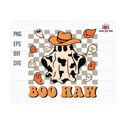 Boo Haw Svg, Retro Halloween Svg, Western Halloween Svg, Western Svg, Howdy Ghouls Svg, Cute Ghost Svg, Funny Cowboy Ghost, Halloween Quotes