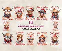 12 Christmas Highland Cow Png, Christian Christmas Svg, Christmas Design, Christmas Shirt, Christmas 78