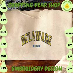 Delaware Embroidery Design, Delaware Football Embroidery Design, Machine Embroidery Design, Embroidery Files, Instant Download