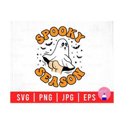 Halloween Spooky Season, Retro Halloween Boo Ghost, Spooky Babe Ghost Svg Png Eps Jpg Files For DIY T-shirt, Sticker, Mug, Gifts