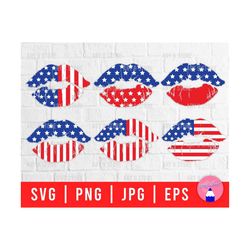 Patriotic Lips Bundle Svg Png Eps Jpg Files | American Flag Lips Svg Files | USA Lips Svg Files For DIY T-shirt, Sticker, Mug, Gift
