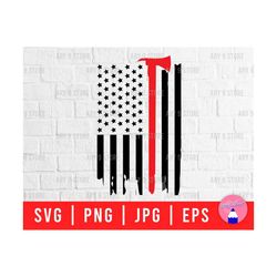 firefighter axe with american flag svg png eps jpg files | american flag with axe svg files for diy t-shirt, sticker, mug, gift