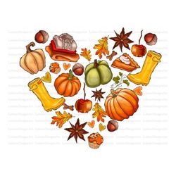 Heart Fall Png, Thankful Png, Happy Fall Png, Fall Vibes, Heart Png,Sublimation Design,Pumpkin PNG,Sunflower,Pumpkin Des