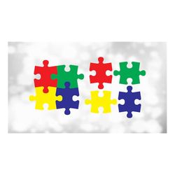 Shape Clipart: Red Yellow Blue Green Perfectly Interconnecting Puzzle Pieces, Good for Autism Awareness - Digital Downlo