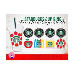 School, Teacher Life, Back To School, First Day Of School, Elementary Teacher Bundle Ring For 24oz Venti Cold Cup svg png eps Files