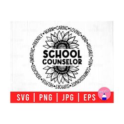 School Counselor Quote With Sunflower, Teacher Motivate Saying, Back To School Svg Png Eps Jpg Files For DIY T-shirt, Sticker, Mug, Gifts