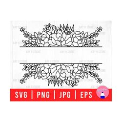 Flower And Succulent Frame Svg Png Eps Jpg Files | Succulent Border Svg | Flower Border Svg File For DIY T-shirt, Sticker, Mug, Sticker