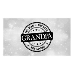 Family Clipart: Black 'The Man The Myth The Legend' Round Authentic Seal/Stamp of Approval for 'Grandpa' - Digital Downl