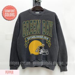 Green Bay Football Vintage Style Comfort Colors Sweatshirt, Retro Green Bay Varsity Crewneck Sweatshirt, Green Bay Long