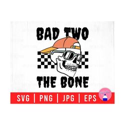 Bad Two The Bone, Halloween Twin Boy Toddler, Rock On Skeleton, Boy Birthday Svg Png Eps Jpg Files For DIY T-shirt, Sticker, Mug, Gifts