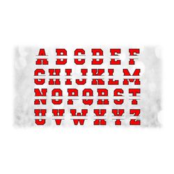 Sports Clipart: Red & Black Alphabet Letter Split Name Frame Templates Grouped on ONE Sheet - Digital Download SVG - NOT
