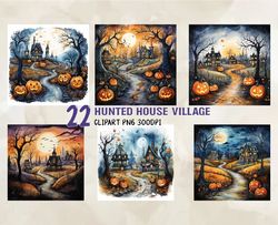 22 Hunted House Village Png, Halloween Svg, Cute Halloween, Halloween, Halloween Png 73