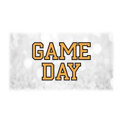 Sports Clipart: Gold on Black Words 'Game Day' in Collegiate Outline Type for Sport or Games of Any Type - Digital Downl
