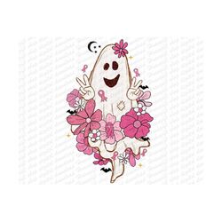 ghost breast cancer png, warrior ghost halloween png, halloween breast cancer, breast cancer awareness, floral breast cancer awareness boo