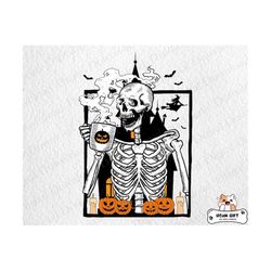 Halloween Skeleton Drink Coffee Png, Happy Halloween Png, Halloween Skeleton Png, Halloween Pumpkin for Sublimation