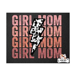 Girl Mom Png for Mothers Day Sublimation Western Lightning Bolt Png Mothers Day Gifts Retro Mama Png for Sublimation