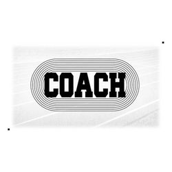 Sports Clipart: Black Track & Field Word 'Coach' in Bold College Letters over Track Lane Silhouette - Digital Download s