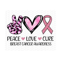 Peace Love Cure Breast Cancer Awareness Png, Cancer Survivor, Pink Ribbon Png, Cancer Awareness Png, Fight Breast Cancer Png Download