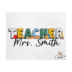 Personalization Teacher Life Png, Custom Name, Teacher Appreciation, Back to School Png, First Day of School Png, Gift for Teacher Png