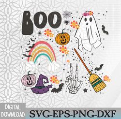 Halloween Boo Rainbow Skeleton Hands Pumpkin Spooky Season Svg, Eps, Png, Dxf, Digital Download