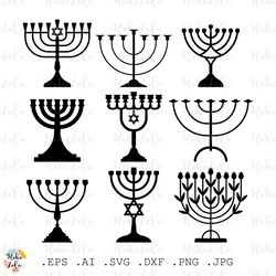 hanukkah candle holder svg, hanukkah candles holders silhouette, hanukkah candles holders stencil templates dxf