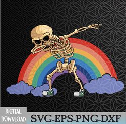 Skeleton Dabbing Lazy Halloween Costume Dab Skull Rainbow Svg, Eps, Png, Dxf, Digital Download