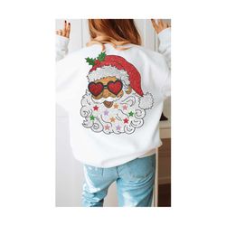 Santa with Sunglasses PNG Christmas PNG Cute Christmas Shirt Sublimation Design Cheerful Sparkly Glitter Christmas Lights