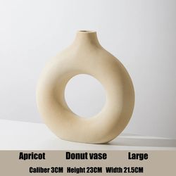Vase Donuts Flower Pot Home Decoration Accessories, Office Desktop Living Room Interior Decor Gift, useful object