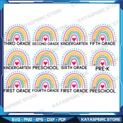 Back To School Rainbow Bundle, Hello School Svg, Kindergarten, Instant Download